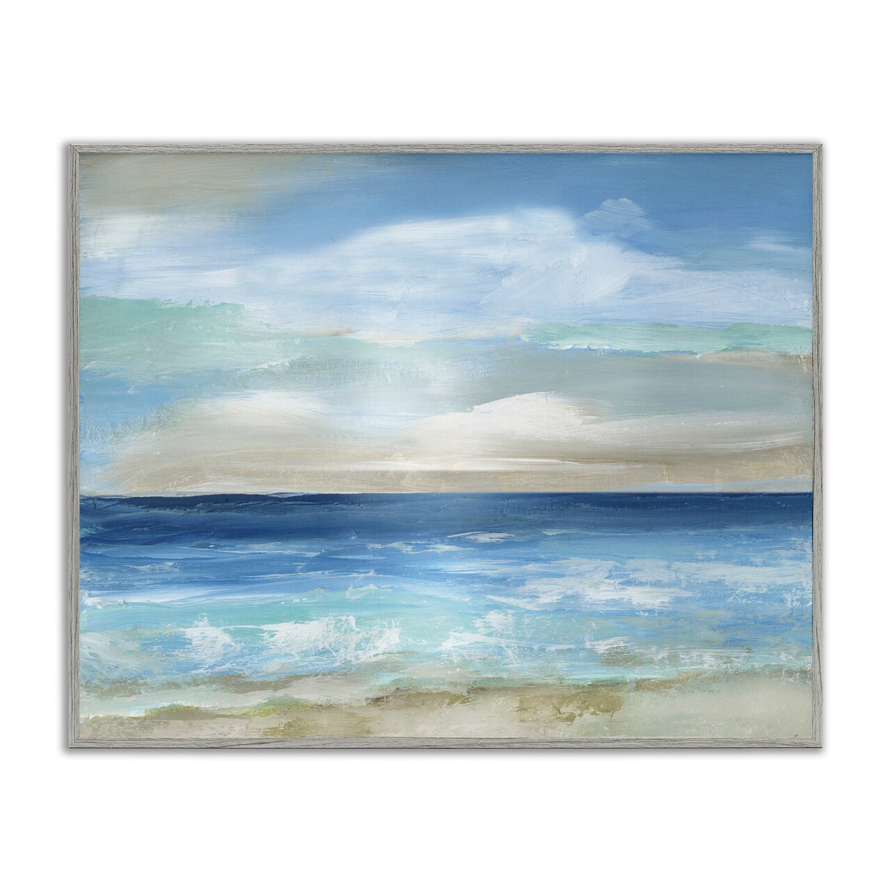 Stupell Industries Crashing Ocean Ripples Scenery Black Framed Giclee Art